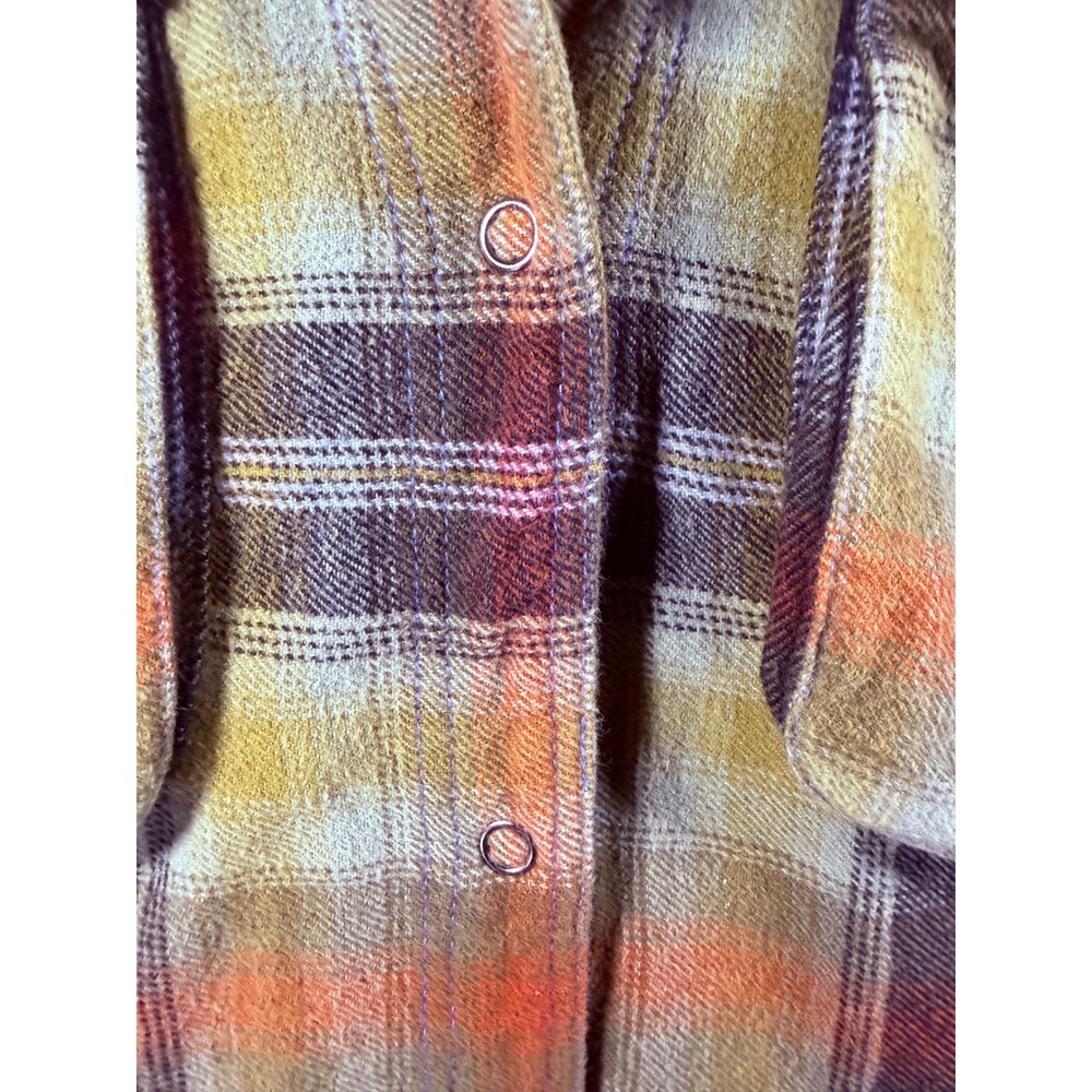 Free People We The Free Plaid Flannel Shirt Green Orange Oversized Shacket Small - Picture 4 of 7